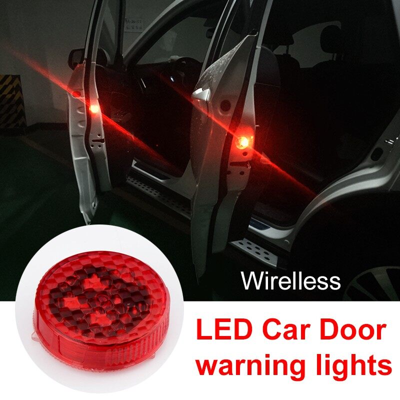 2PCS Universal Wireless Car Door LED Warning Light, Car Door Anti-collision Warning Light Sensor Light,Waterproof LED Strobe Flicker For Anti Rear-end Collision