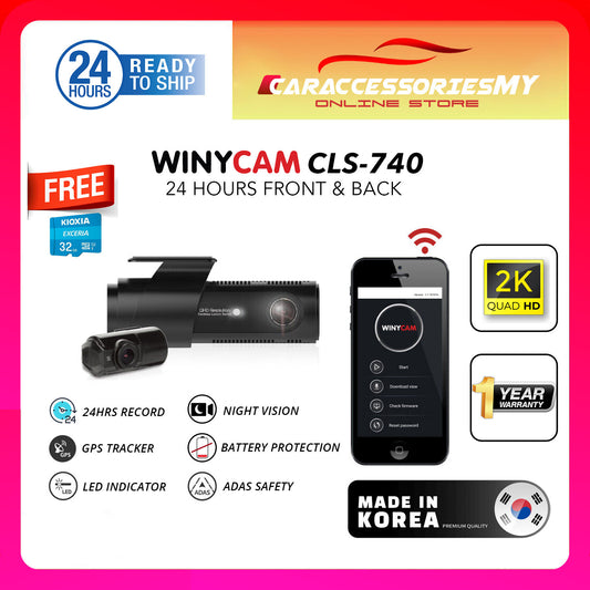 Winycam CLS-740 24 hours dashcam hidden dvr dual channel parking camera 2k qhd fhd korea car recorder adas wifi 行车记录仪