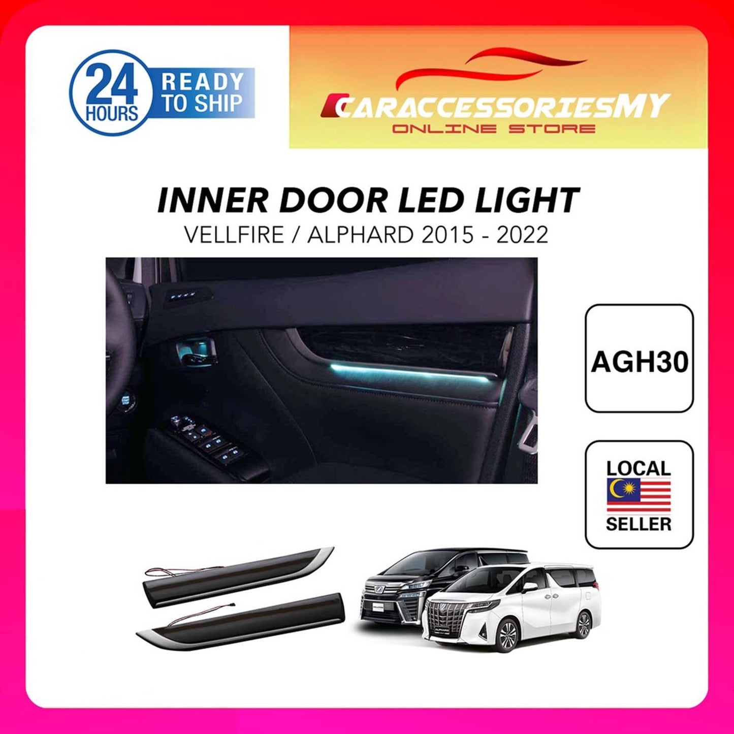 Toyota Alphard Vellfire AGH30 Inner Door panel LED Light Interior Atmosphere lamp YH607