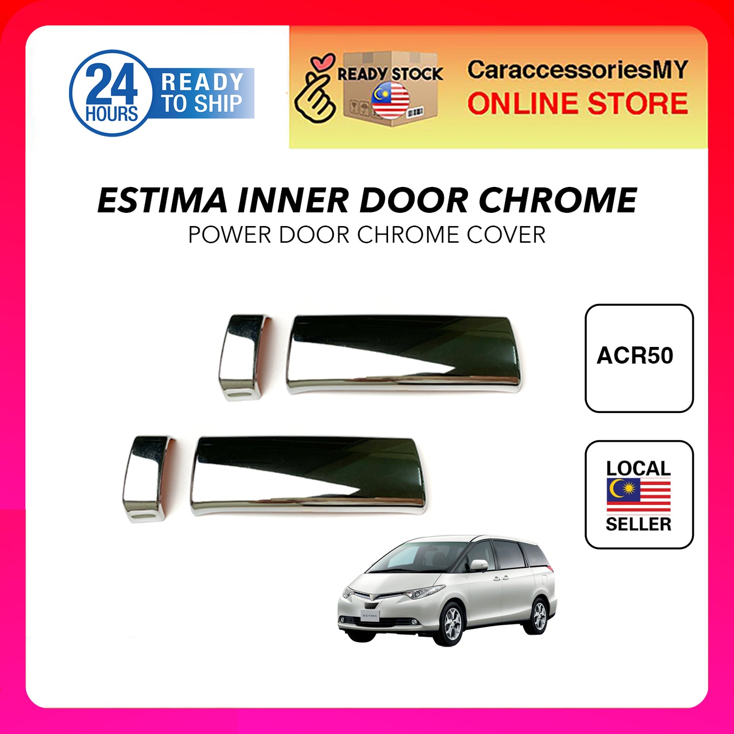 Toyota estima acr50 interior door handle chrome power door inner sliding handle cover interior decoration garnish