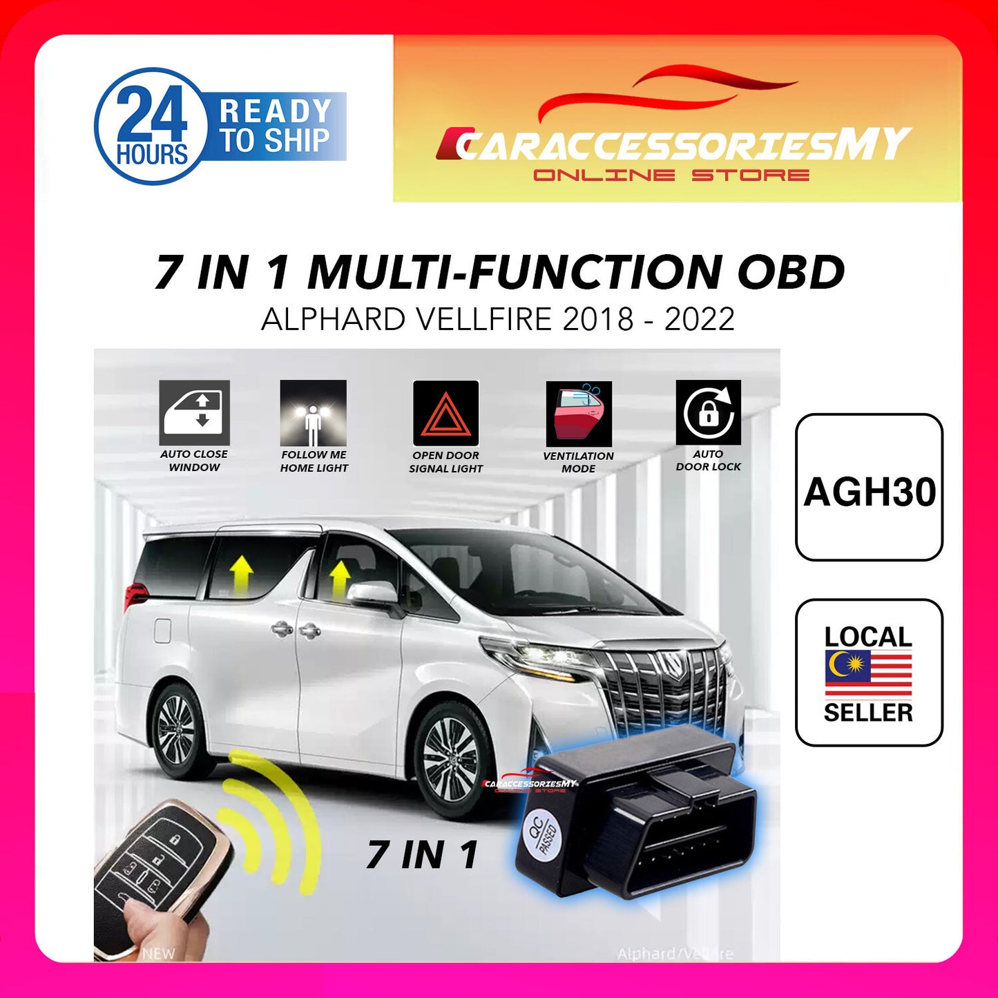 Toyota Alphard Vellfire AGH30 OBD Auto Close Window Up System Auto Lock Ventilation Double Signal Welcome Light