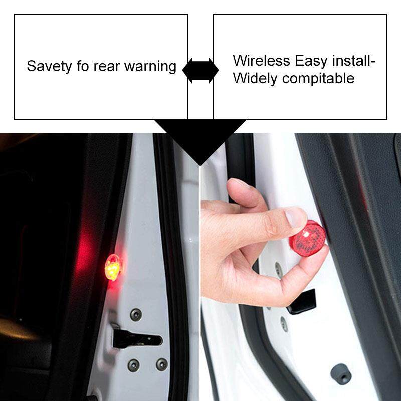 2PCS Universal Wireless Car Door LED Warning Light, Car Door Anti-collision Warning Light Sensor Light,Waterproof LED Strobe Flicker For Anti Rear-end Collision