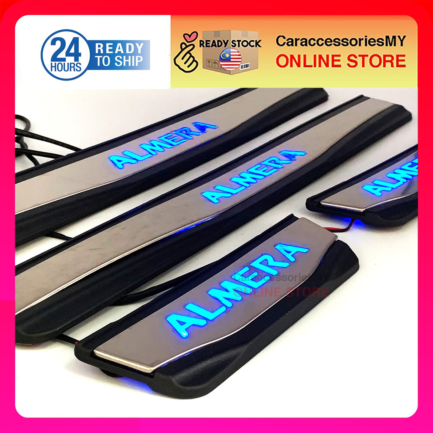 Nissan Almera led side sill plate 2012 2018 side step car accessories chrome abs
