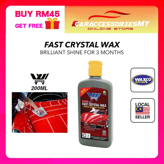 Waxco W SERIES fast crystal car wax brilliant shine coating kilat kereta car care 200ml metallic and 2k car wash