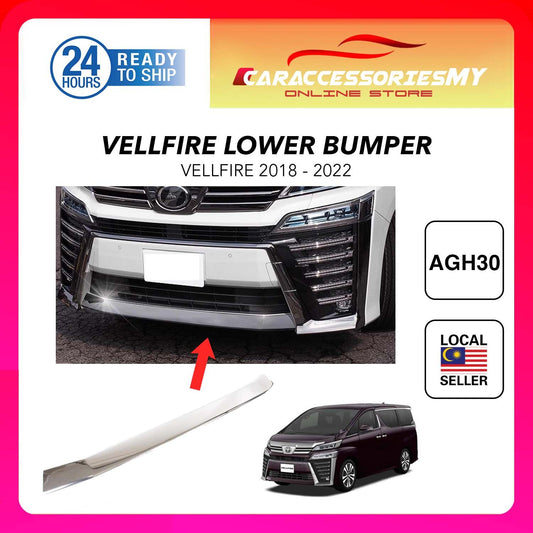Toyota vellfire agh30 facelift front lower bumper chrome garnish guard protector 2018 to 2022