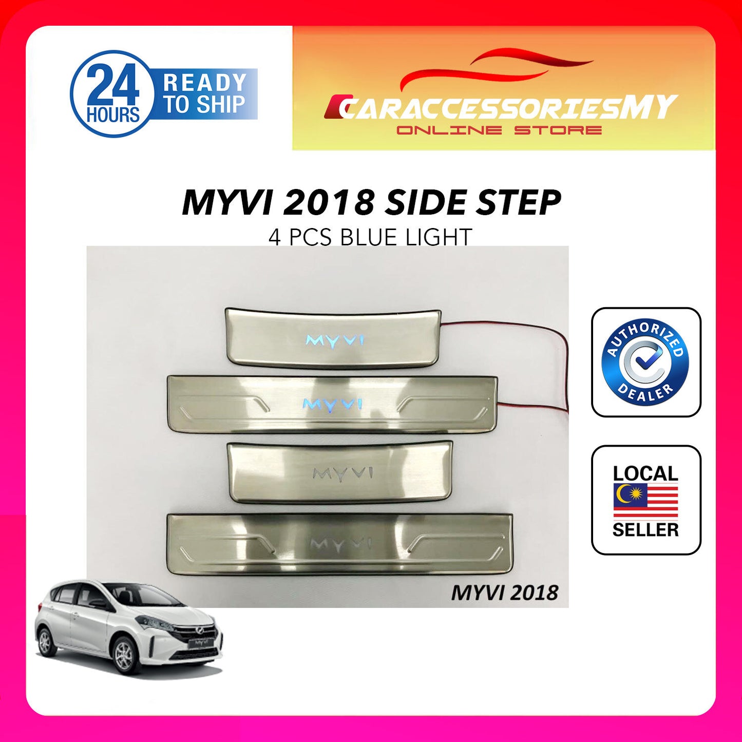 perodua myvi new 2018 - 2022 Blue LED Door Side Sill Step Plate