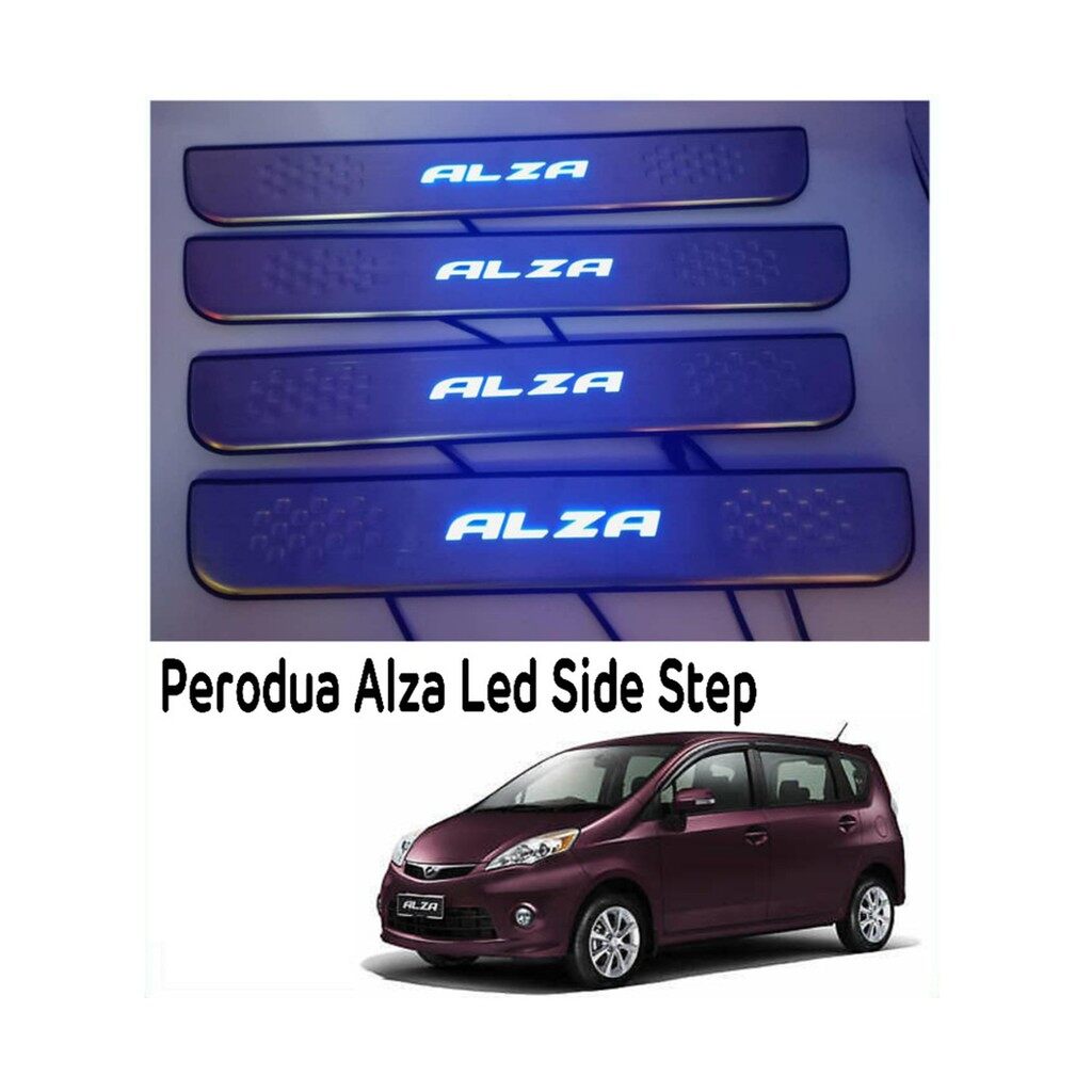 Perodua Alza led side sill step car door led side sill plate logo chrome blue light 2009 - 2017