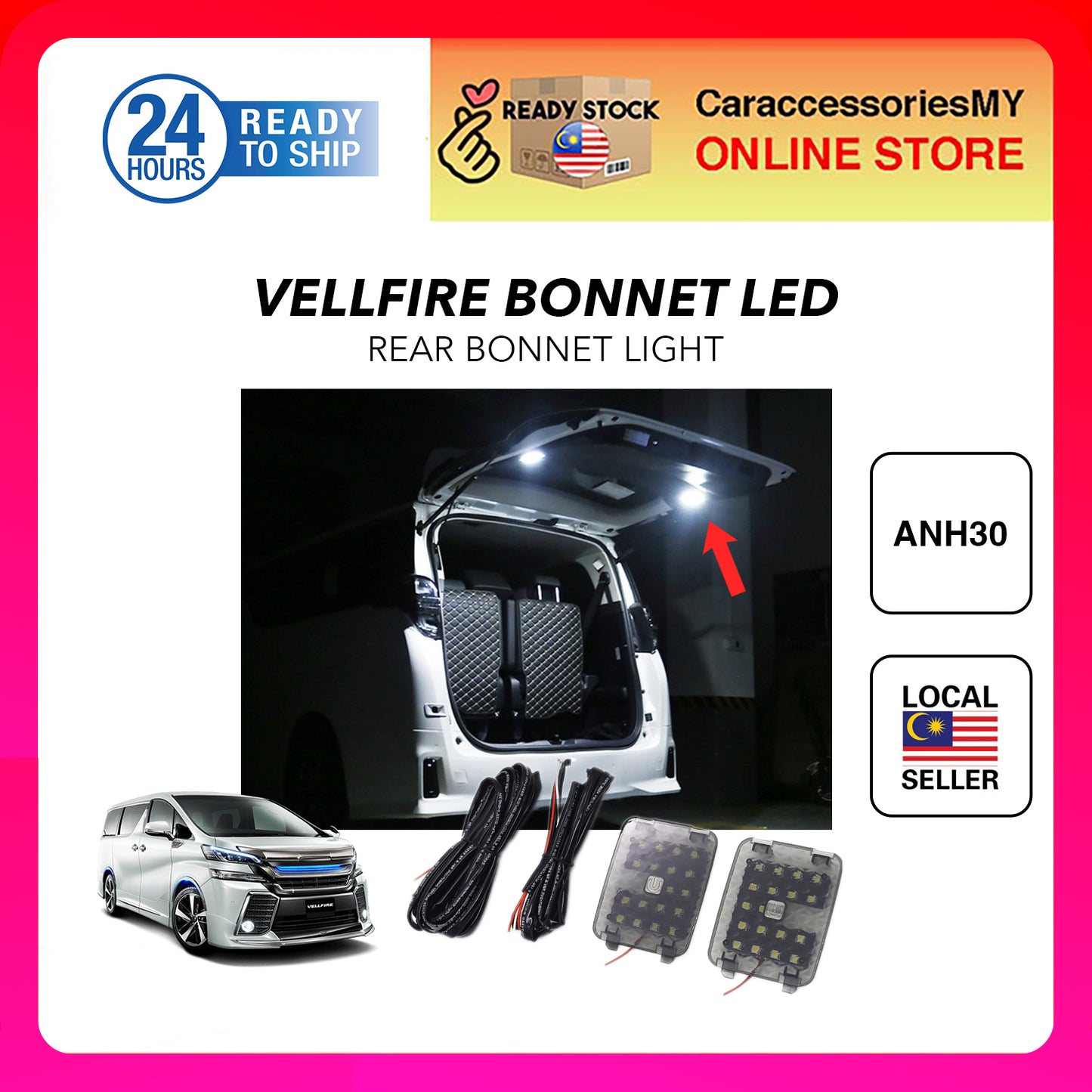 Toyota Alphard Vellfire AGH30 Rear Bonnet LED Luggage Boot Lamp Trunk Light YH494