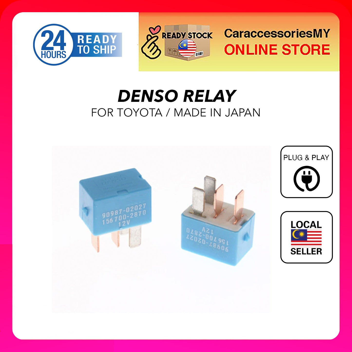 Toyota denso relay made in japan 4 pin 12v 90987 - 02027 156700 - 2870 power relay original perodua