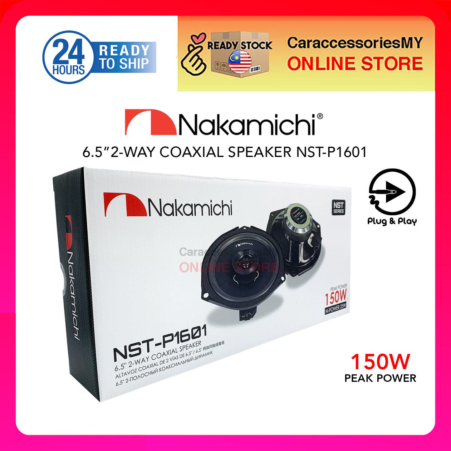 Nakamichi 6.5 inch 2-Way Coaxial Speaker Plug and Play for Myvi Viva Axia Bezza car Speaker Kereta NST-P1601 汽车喇叭音响