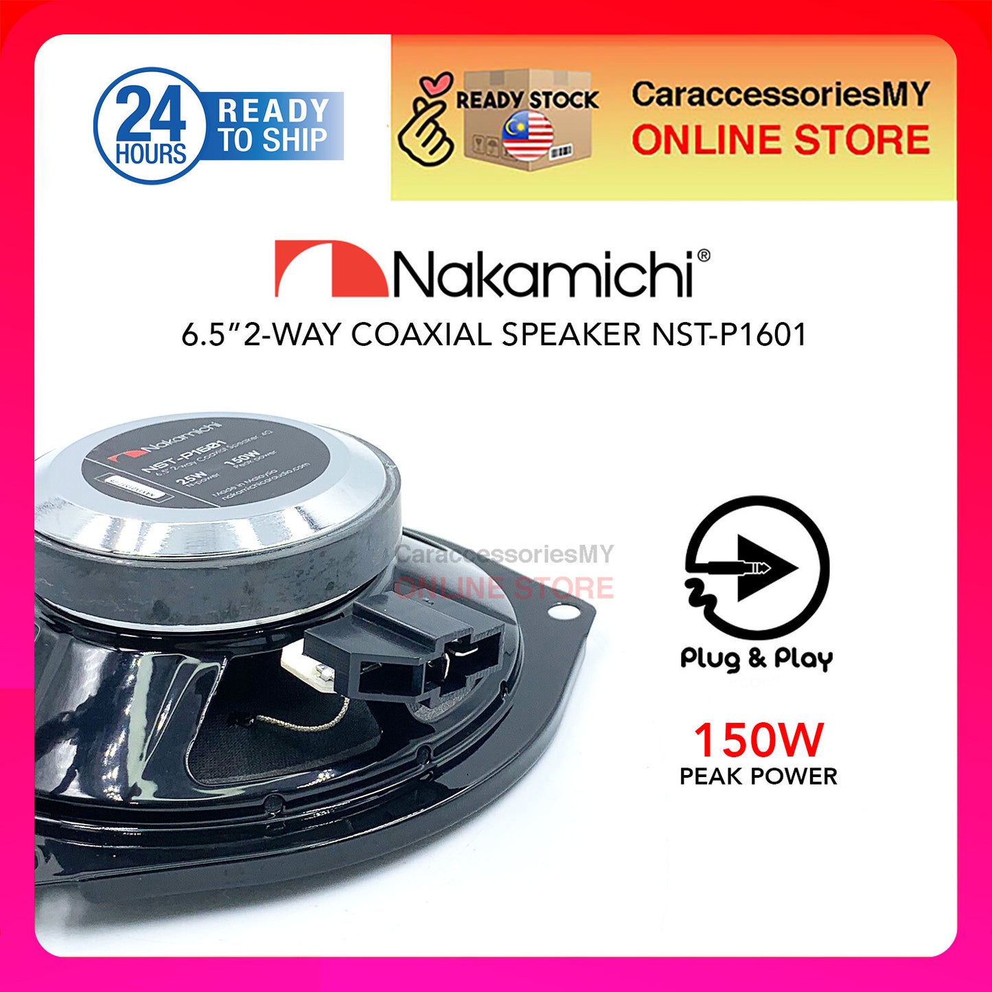 Nakamichi 6.5 inch 2-Way Coaxial Speaker Plug and Play for Myvi Viva Axia Bezza car Speaker Kereta NST-P1601 汽车喇叭音响