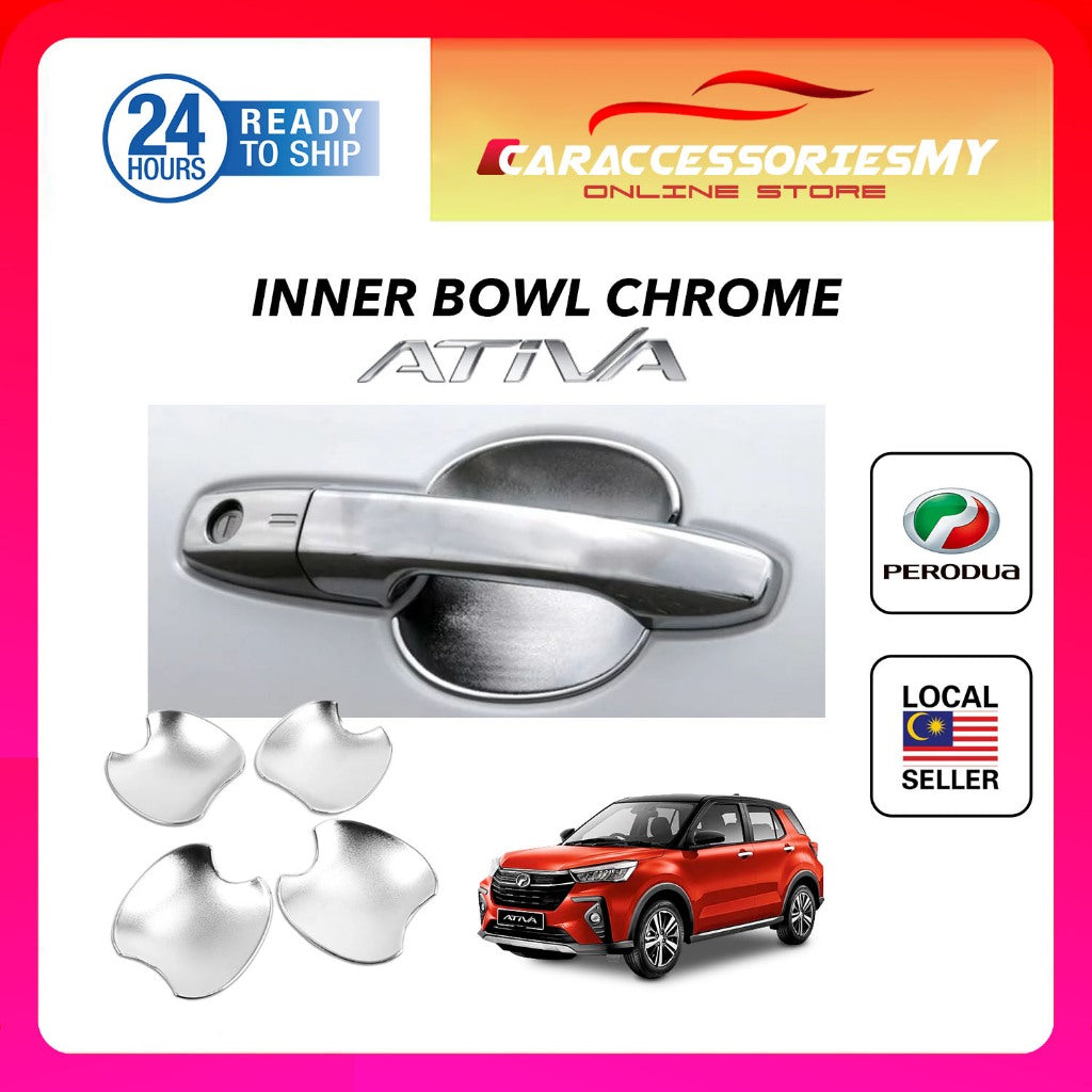 Perodua Ativa inner bowl chrome trim garnish door handle protector anti scratch rocky raize cover exterior accessories