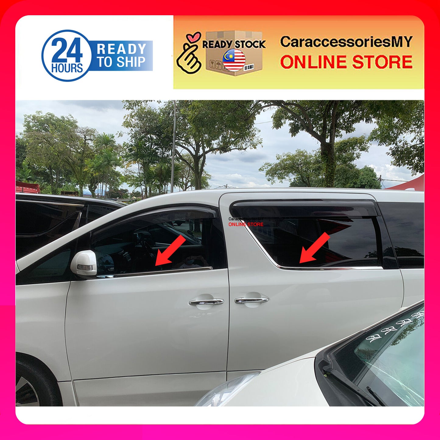 Toyota Alphard Vellfire ANH20 2008-2014 Window Moulding Chrome Door Belt Moulding Window Lining 6PCS Stainless Steel