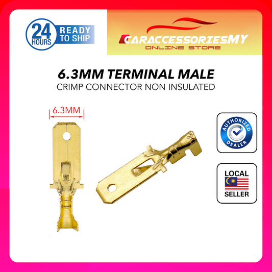 10pcs Car 6.3mm Male Crimp Terminal Connector Gold Brass/Silver Car Speaker Electric Wire Connectors Set