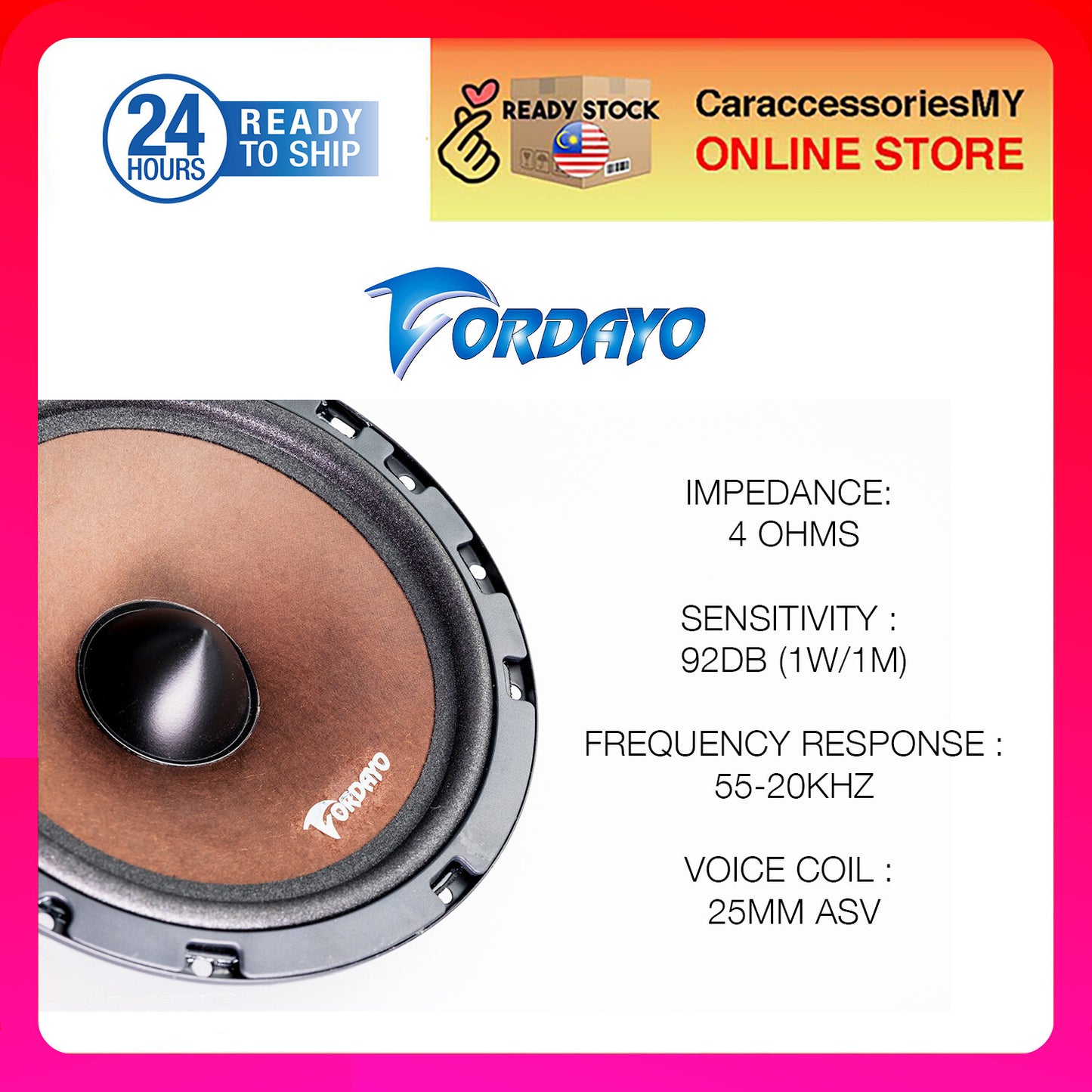 Fordayo 6.5 inch mid bass speaker car audio 200 watts 4 ohms speker kereta midbass automotive speakers FS-65 汽车音响喇叭