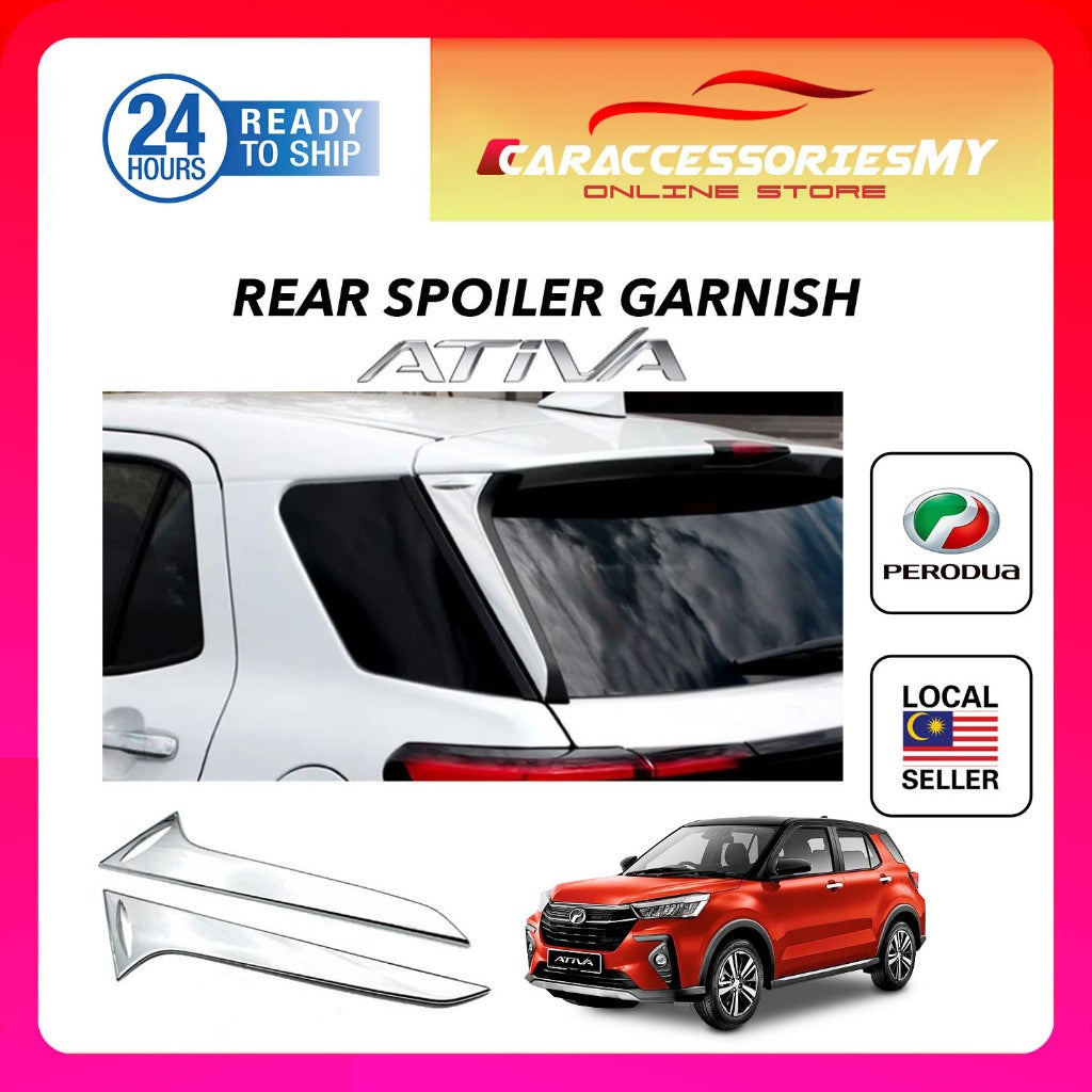 Perodua Ativa Rear Spoiler Garnish Chrome Trim Accessories Body Kit Exterior Back Trunk Bonnet Window Protector Rocky