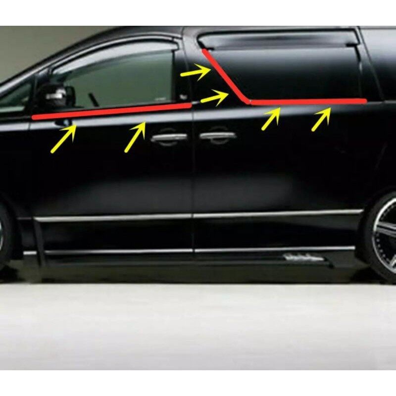 Toyota Alphard Vellfire ANH20 2008-2014 Window Moulding Chrome Door Belt Moulding Window Lining 6PCS Stainless Steel