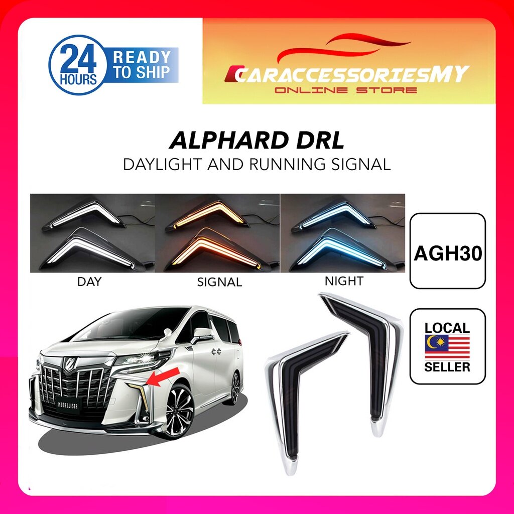 Toyota Alphard ANH30 AGH30 AH30 2018-2021 DRL 3 colour Aero Modellista Daylight DRL Turn Signal Front Bumper Light