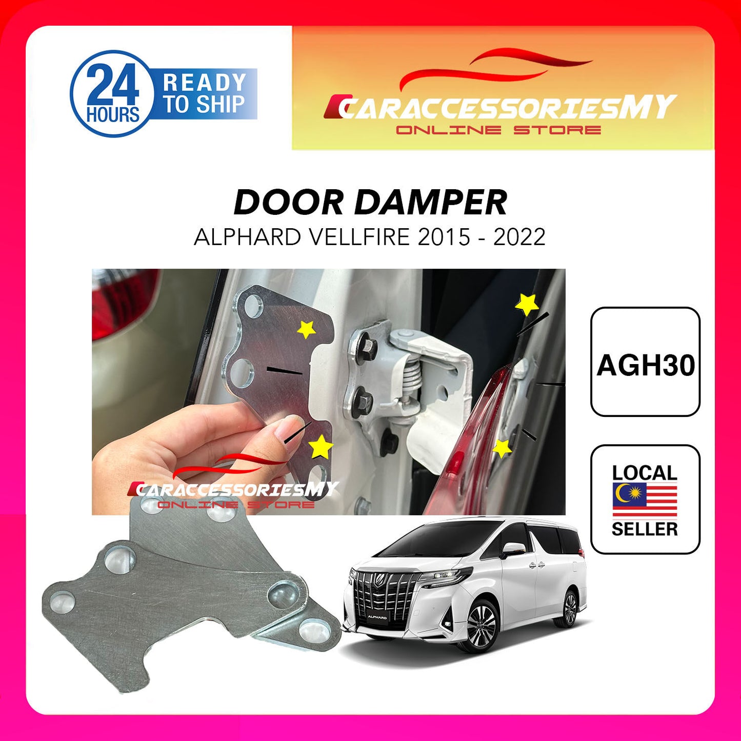 Toyota Alphard Vellfire AGH30 Door Damper Eliminate Remove Kok Kok Knocking Sound Door Spacer Silent Rear Sliding Door