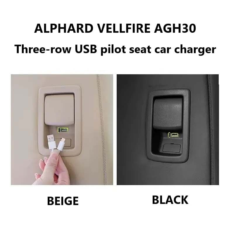 Toyota Alphard Vellfire AGH30 Third Row USB Charger Port Fast Charger Rear 3rd Last Roll Seat 埃尔法后座充电器