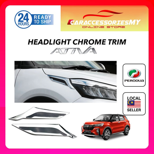 Perodua Ativa headlight trim headlamp chrome carbon garnish exterior accessories bodykit rocky raize head light