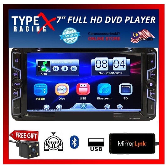 TYPE X Toyota universal 7 inch DVD player double din car multimedia MP5/ Mirrorlink free camera radio kereta