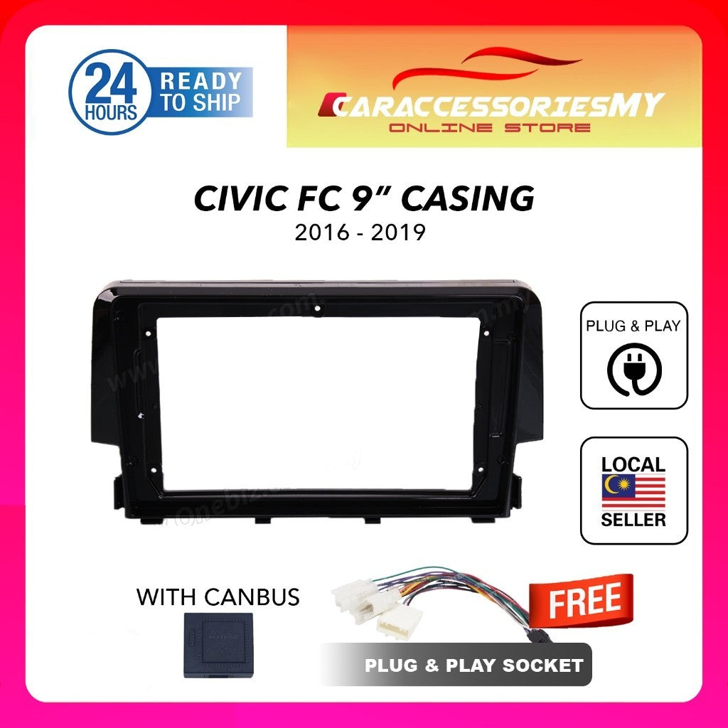 Honda civic fc 2016 to 2019 9 inch android player casing with socket plug and play