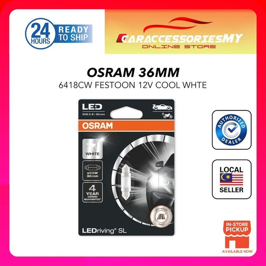 Osram Led Festoon 36mm 12V Cool White Car Interior Light Bulbs 6000k 6418 10x36 LEDriving WHITE