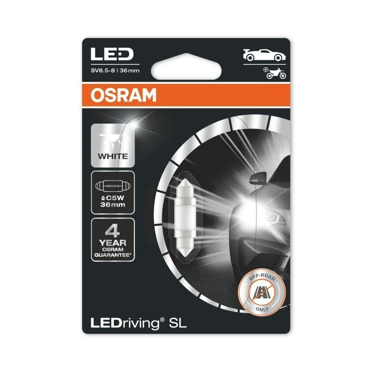 Osram Led Festoon 36mm 12V Cool White Car Interior Light Bulbs 6000k 6418 10x36 LEDriving WHITE