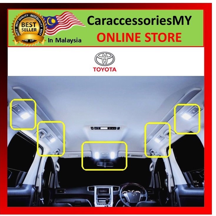 Toyota Vellfire Anh20 interior light Room LED Lamp set 7 pcs bright white light TV102