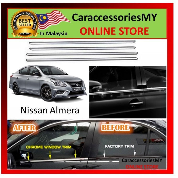 Nissan Almera window chrome trim lining Chrome Door Belt Moulding