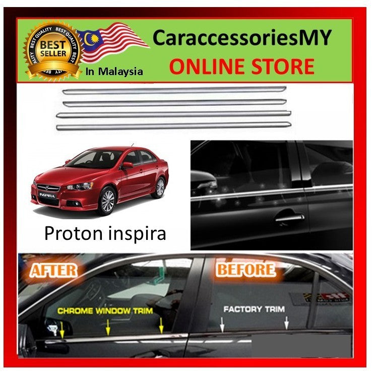 Proton inspira mitsubishi lancer Chrome Door Belt Moulding for Inspira window trim