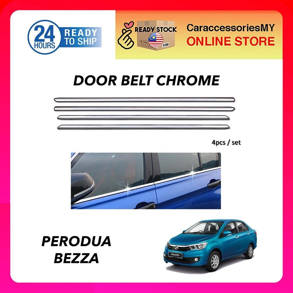 Perodua Bezza Chrome Door Belt Moulding window trim 2019 2021