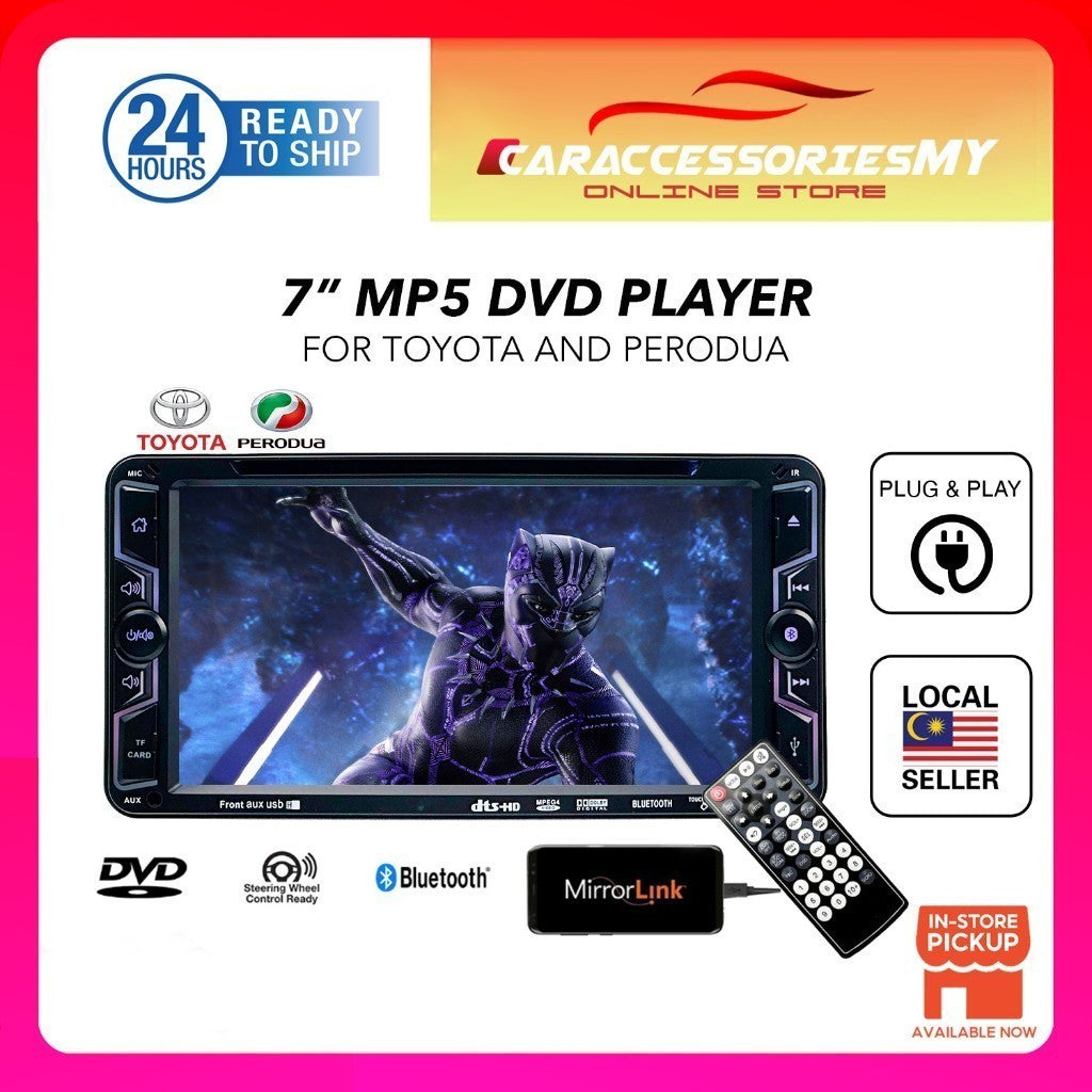 Toyota Perodua 7 inch DVD player double din car multimedia MP5 touch screen radio bluetooth usb Mirrorlink