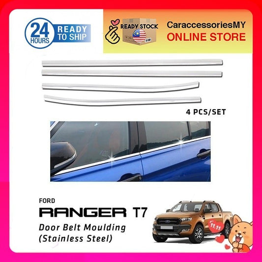 Ford Ranger T6/T7  Chrome Window Trim Lining Door Belt Moulding stainless steels