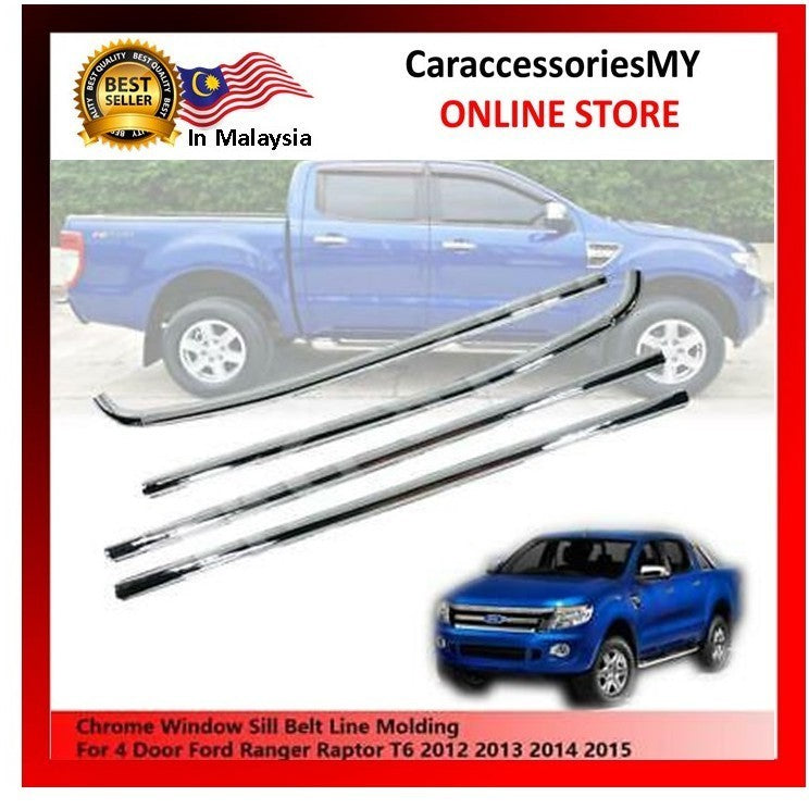 Ford Ranger T6/T7  Chrome Window Trim Lining Door Belt Moulding stainless steels