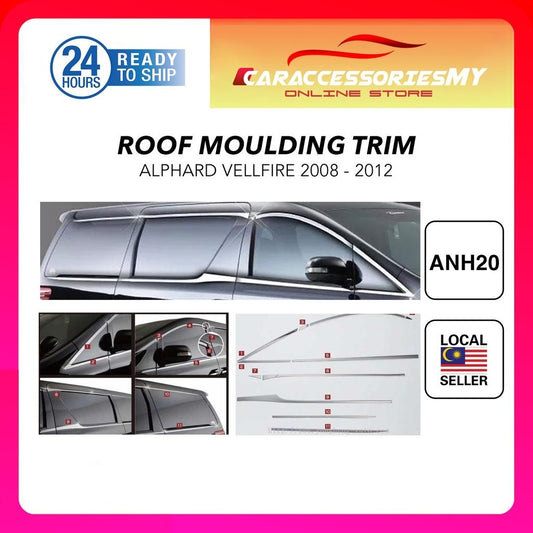 Toyota Alphard Vellfire ANH20 2008-2012 Roof Moulding Trim Chrome Door Side Visor Lining Window Panel Garnish