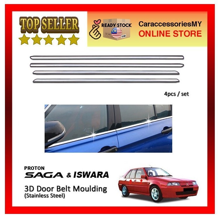 Proton Saga Iswara Chrome Window Trim/Lining/Door Belt Moulding