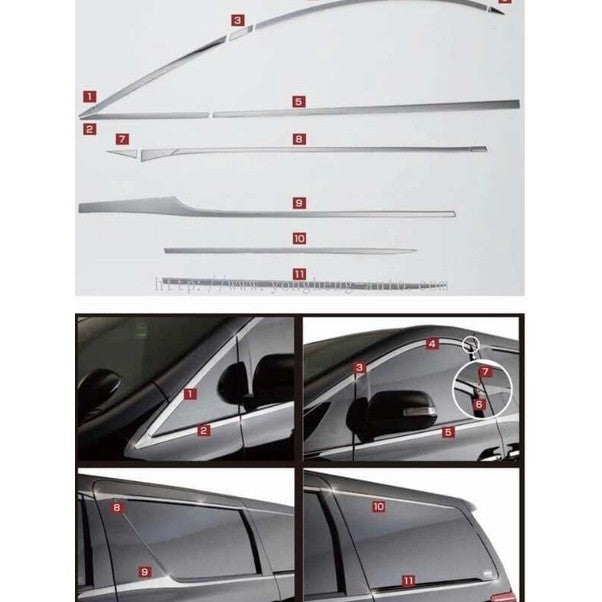 Toyota Alphard Vellfire ANH20 2008-2012 Roof Moulding Trim Chrome Door Side Visor Lining Window Panel Garnish
