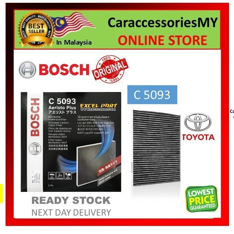 Bosch Cabin Filter C5093 Aeristo Plus Toyota Vios 03 Alphard ANH10 Estima ACR30 Camry ACV30 Altis 08 Harrier 03