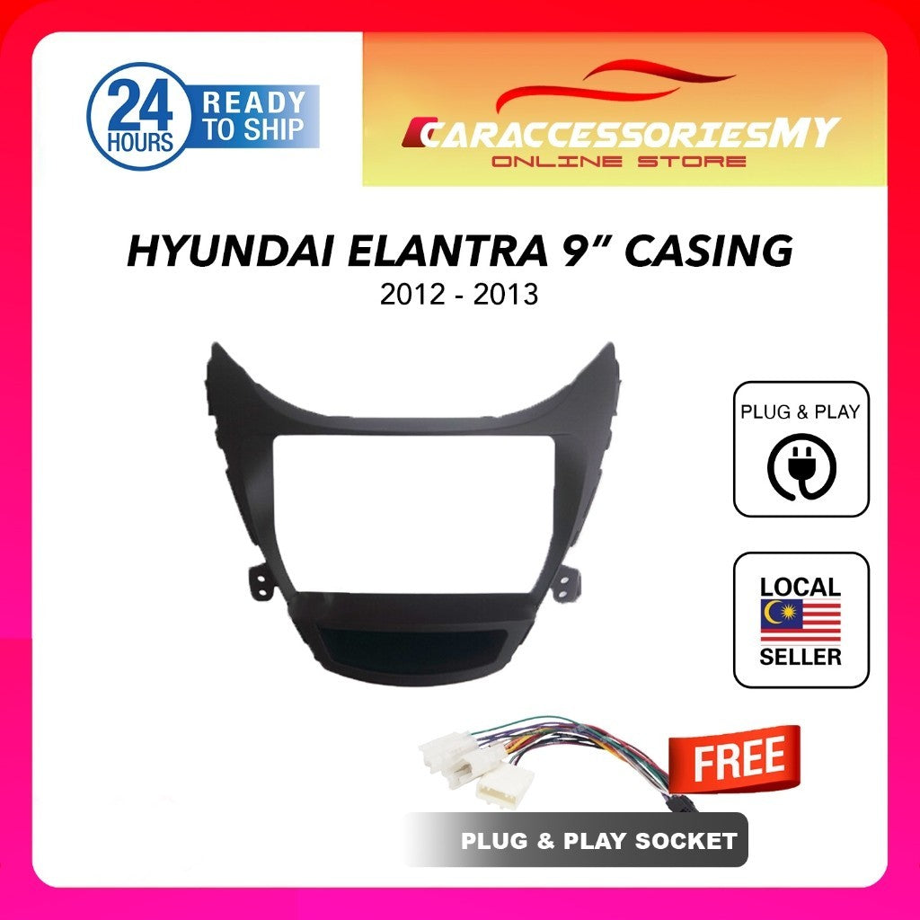 Hyundai Elantra 2012 and 2013 9 inch car android player casing with socket plug and play