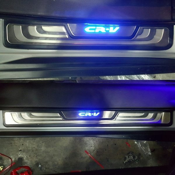 HONDA CRV 2013 - 2017 Stainless Steel Blue LED Car Door Side Sill Step Plate led welcome light