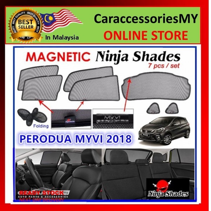 Perodua Myvi 2018 2019 Magnetic Ninja Sun Shade Sunshade (7pcs) myvi new sun block