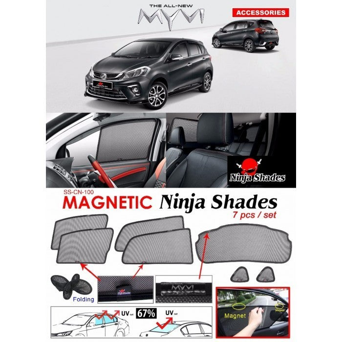 Perodua Myvi 2018 2019 Magnetic Ninja Sun Shade Sunshade (7pcs) myvi new sun block