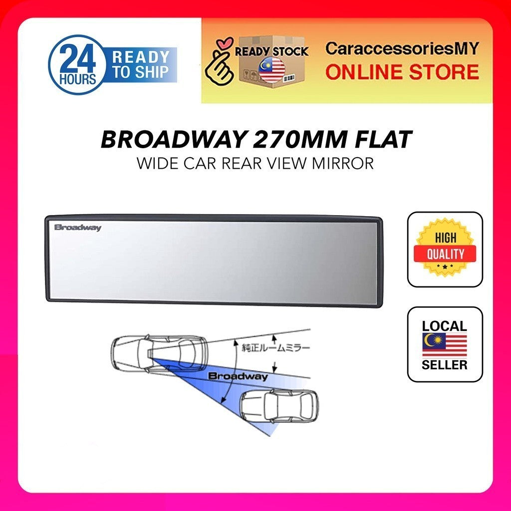 270mm NAPOLEX BW744 Car rear view flat mirror Universal fit Broadway Clip on back mirror car accessories cermin kereta