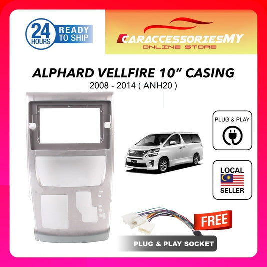 Toyota Alphard Vellfire ANH20 2008-2014 10 Inch Car Android Player Casing With Socket Plug And Play