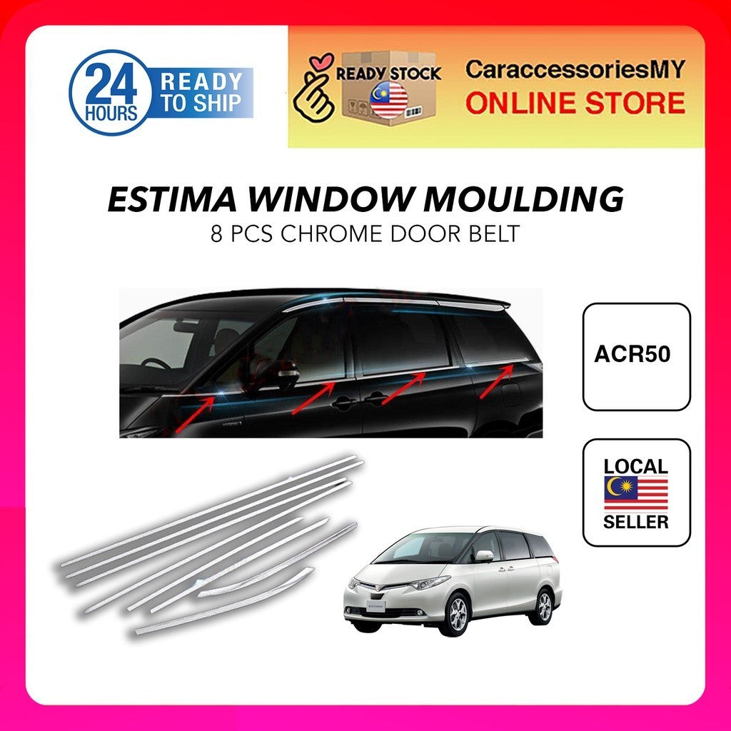 Toyota estima acr50 2006 to 2017 window moulding chrome trim lining door belt moulding 8 PCS