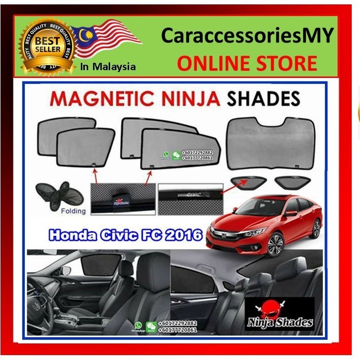 Honda Civic FC 2016 - 2018 Magnetic Ninja Sun Shade Sunshade