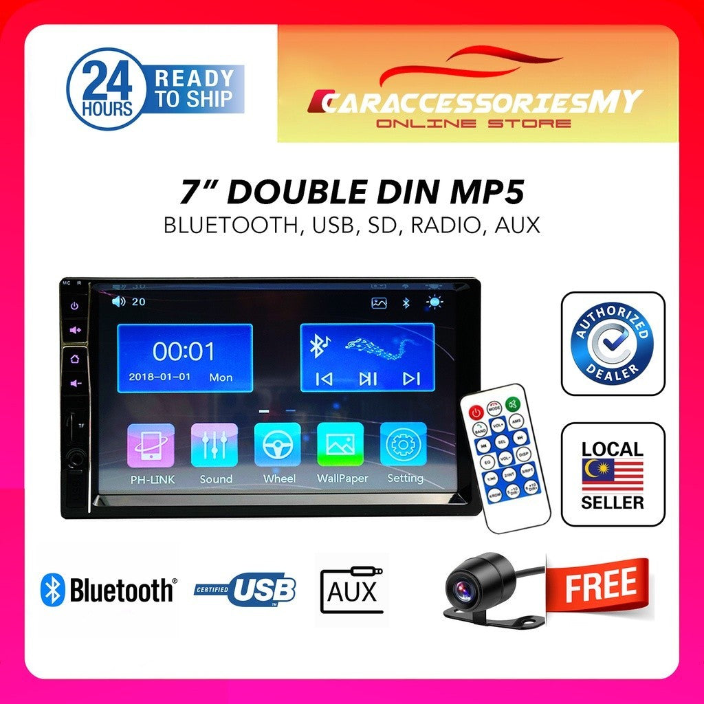 7'' HD Double 2 DIN Touchscreen Car MP5 Player Bluetooth video FM Radio USB SD parking camera