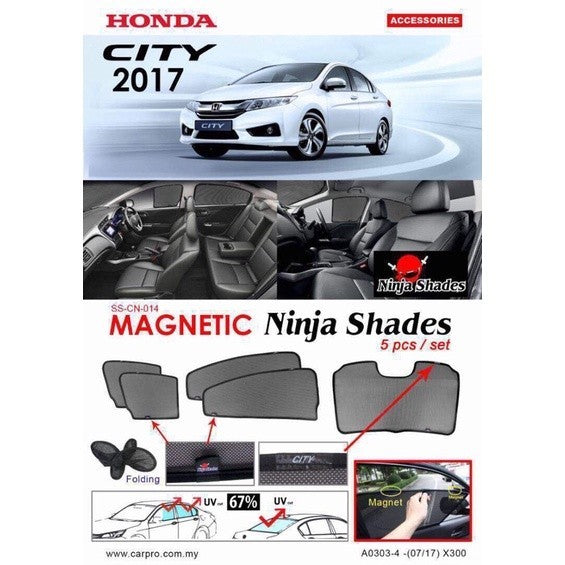 Honda City 2017 Magnetic Ninja Sun Shade Sunshade (5PCS)